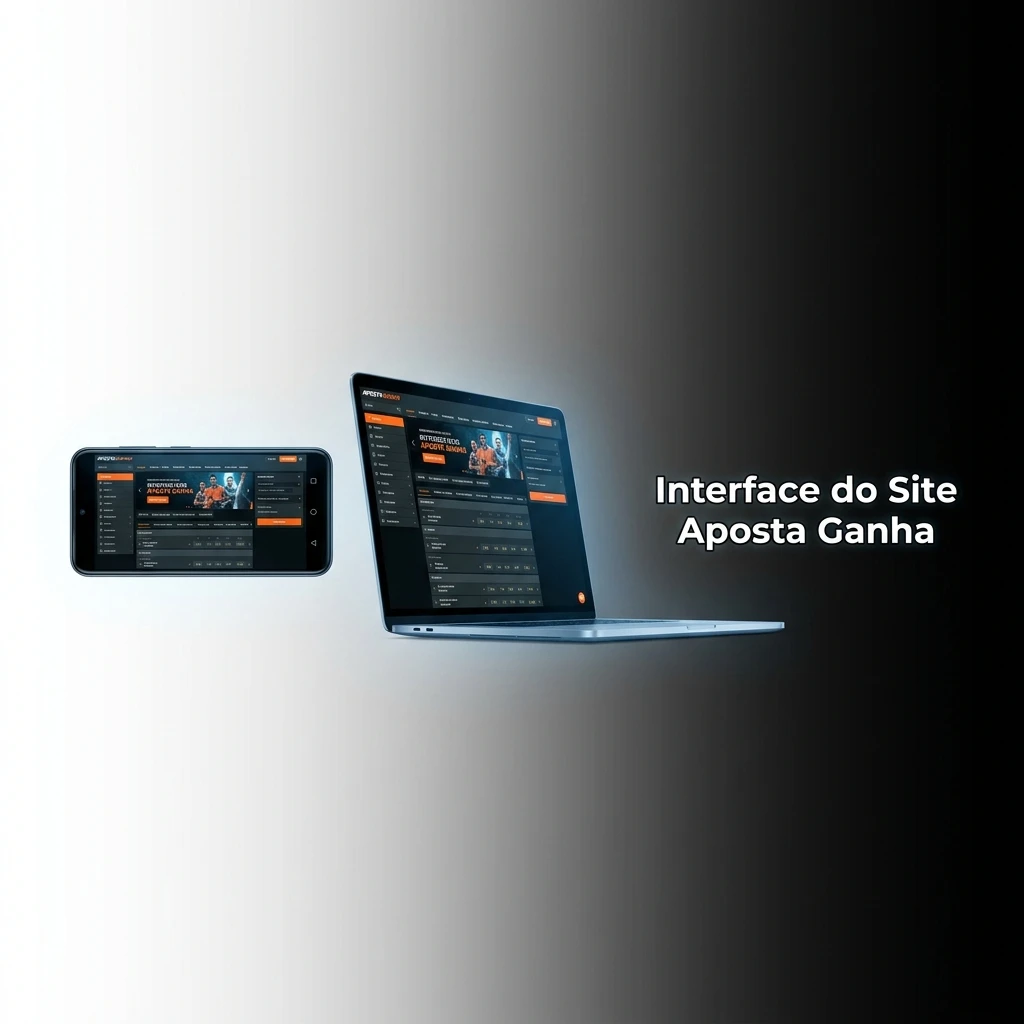 Interface do site Aposta Ganha com menu de navegação para apostas esportivas, cassino, promoções e suporte