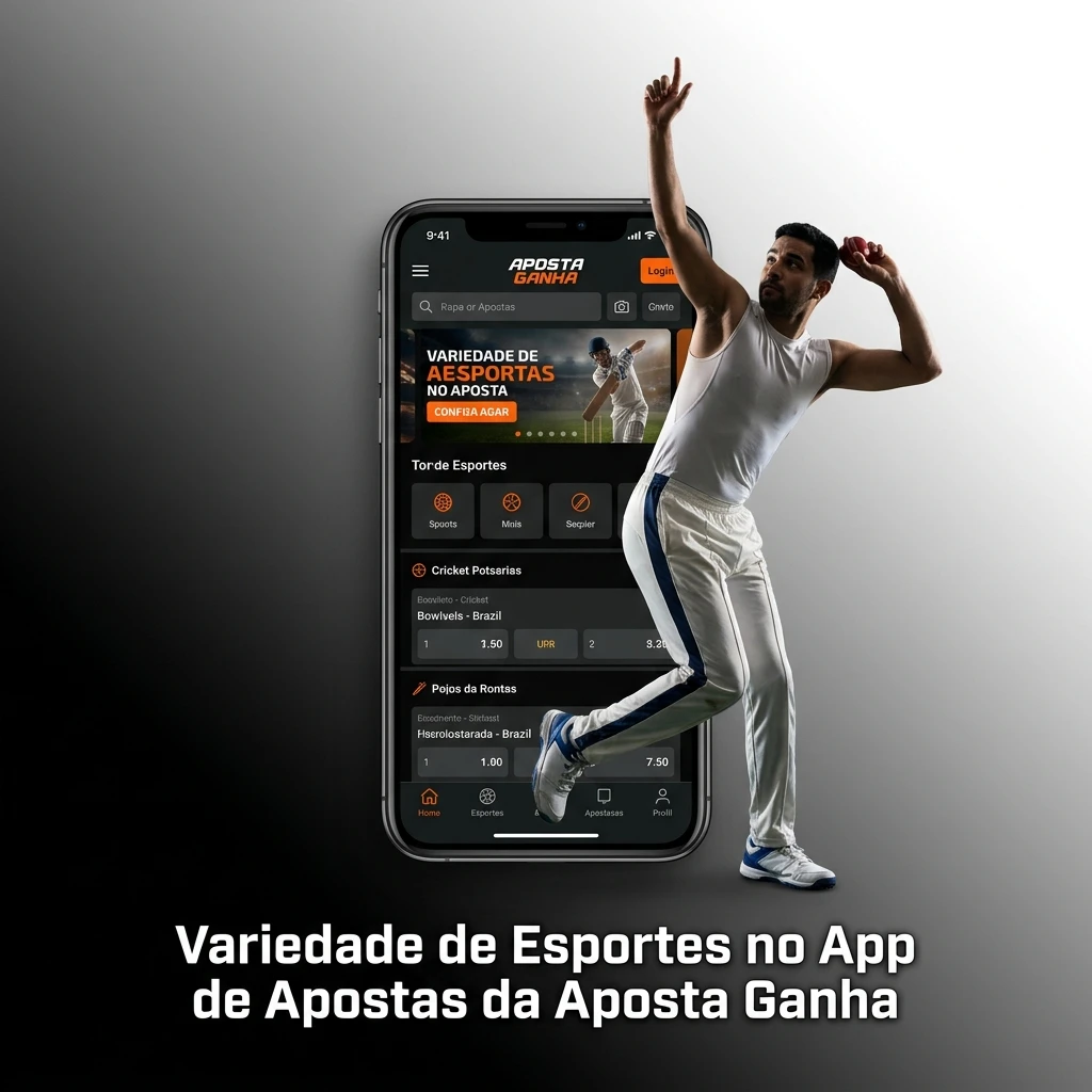 Variedade de esportes no app Aposta Ganha: futebol, basquete, tênis, MMA, esports e mais modalidades disponíveis